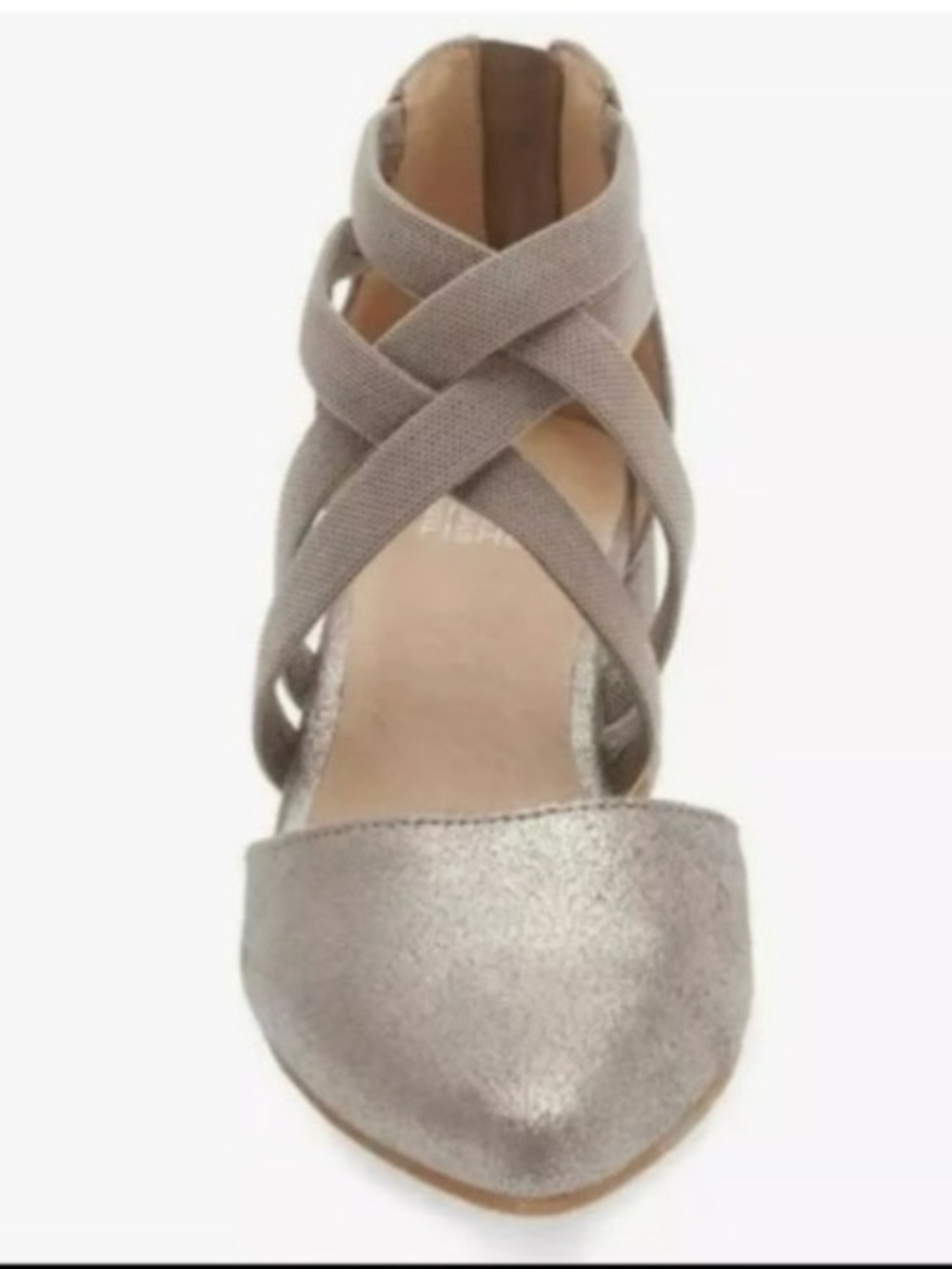 Eileen Fisher Pointed Toe Crisscross Flat - Taupe